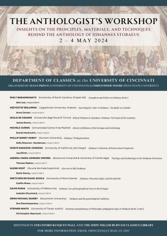 Poster for The Anthologist’s Workshop: Insights on the Principles, Materials, and Techniques behind the Anthology of John Stobaeus