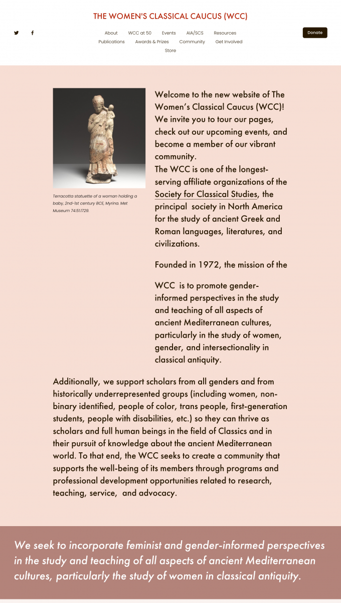 Screenshot of the WCC website